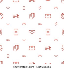 sketch icons pattern seamless white background. Included editable outline credit card in hand, man swim wear, eyelash, motorbike, football pitch icons. sketch icons for web and mobile.