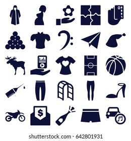 Sketch icons set. set of 25 sketch filled icons such as moose, heel sandals, overcoat, underpants, blouse, puzzle, opened champagne, meat leg, playground ladder, basketball