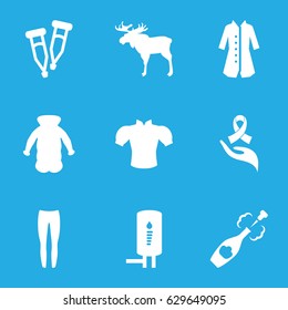 Sketch icons set. set of 9 sketch filled icons such as moose, underpants, blouse, overcoat, pipette, ribbon on hand, champagne