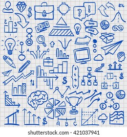 Sketch icons set business. Vector illustration