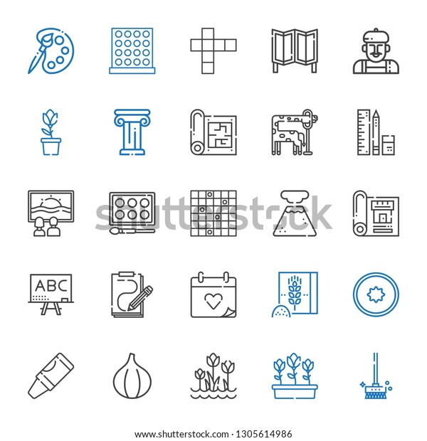 sketch icons\
set. Collection of sketch with brushes, tulips, fig, crayon, kiwi,\
wheat flour, wedding day, blackboard, blueprint, geyser, tic tac\
toe. Editable and scalable sketch\
icons.