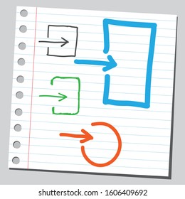 Sketch illustration of a access or log in symbols.