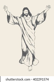 Sketch illustration of the ascension of Jesus Christ