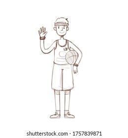 Sketch Illustration of Basketball player do some trick