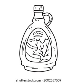 Sketch illustration of a bottle of maple syrup in the Doodle style