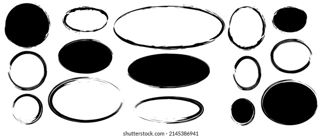 Sketch illustration with brush circles ovals on light background. Vector illustration. stock image. 