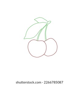 Sketch illustration of a cherry on a white background 