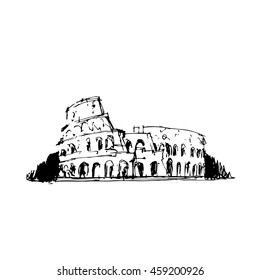 Sketch illustration of Coliseum. Hand drawn doodle.