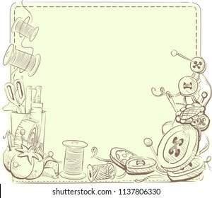 Sketch Illustration Different Sewing Notions Framing Stock Vector ...