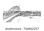 Sketch illustration of famous Fremont bridge, Portland, Oregon in vector.