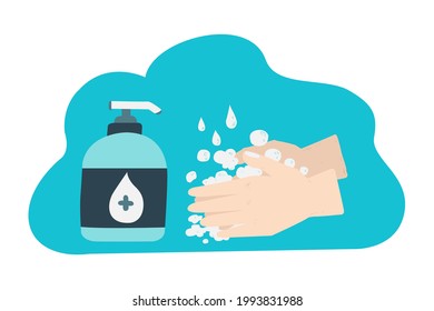 sketch illustration hand drawing the protocol wash hand for healthy