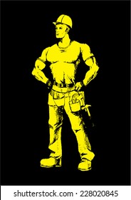 Sketch illustration of a handyman