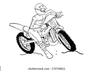 Sketch illustration of a man on motocross