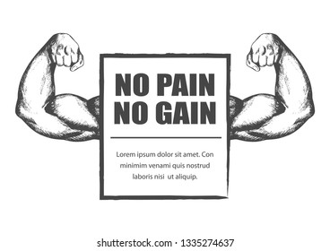 Sketch illustration of muscular human arms, fitness or bodybuilding concept