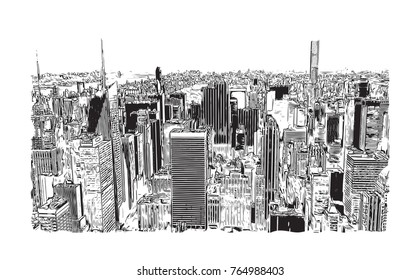 Sketch illustration of New York City, USA in vector.