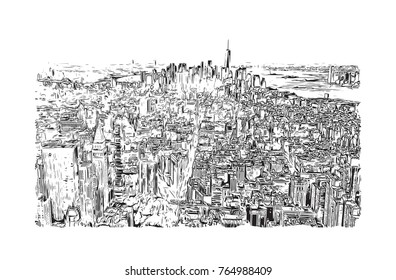 Sketch illustration of New York City, USA in vector.