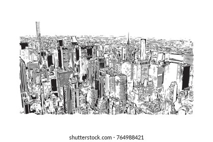 Sketch illustration of New York City, USA in vector.