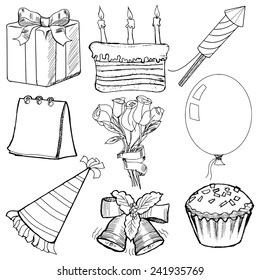 sketch illustration of objects for celebration