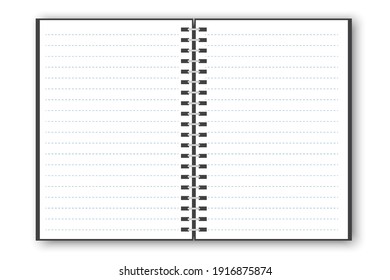 Sketch illustration with open notepad dotted. Vector template. White notebook mockup isolated. Stock image. EPS 10.