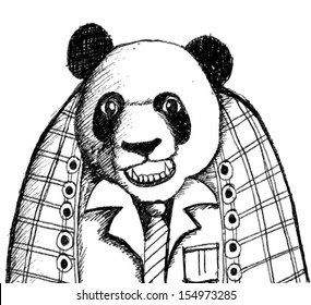 sketch illustration of panda bear