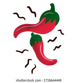 Sketch illustration with pepper for decorative design. Isolated vector sign symbol. Abstract vector illustration. Doodle style.