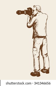 Sketch illustration of a photographer