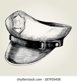 Sketch illustration of a police cap