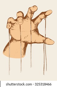 Sketch Illustration Of Puppet Master Hand