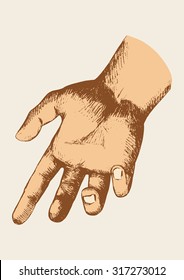 Sketch illustration of a reaching hand
