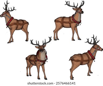 sketch illustration of reindeer to help Santa pull the sleigh on Christmas Eve