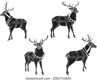 sketch illustration of reindeer to help Santa pull the sleigh on Christmas Eve