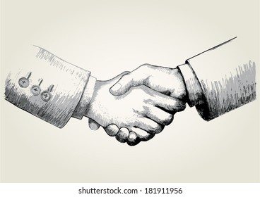 Sketch Illustration Of Shaking Hands 
