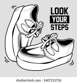 Sketch illustration of shoes in vector with doodle style. Can be use for poster. Hand drawn