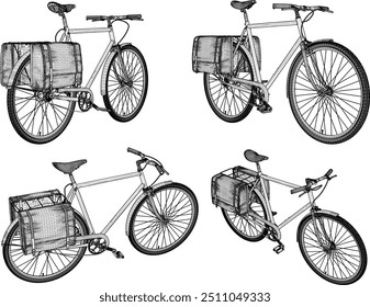 Sketch illustration silhouette vector image design of an old classic vintage ethnic bicycle from the era of struggle for collection