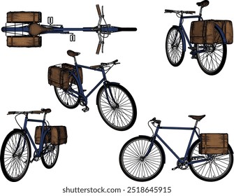 Sketch illustration silhouette vector image design of an old classic vintage ethnic bicycle from the era of struggle for collection