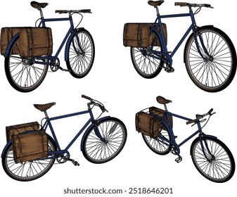 Sketch illustration silhouette vector image design of an old classic vintage ethnic bicycle from the era of struggle for collection