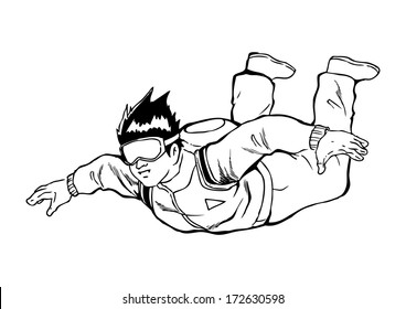 Sketch illustration of a sky diver