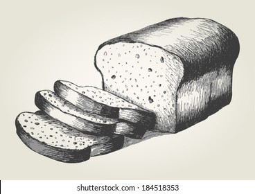 Sketch illustration of sliced bread