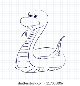 Sketch illustration of  snake on note paper