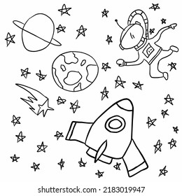 Sketch Illustration Space Design with Black and White Drawing