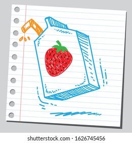 Sketch illustration of strawberry juice.