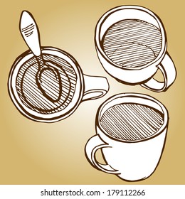 Sketch illustration vector cups