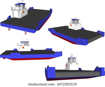 Sketch illustration vector design drawing of coal transport industrial ship