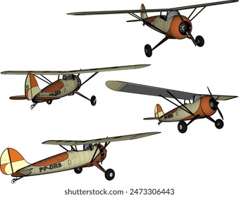 Sketch illustration vector drawing design detail of old classic vintage world war airplane 