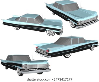 Sketch illustration vector drawing design detail of old classic vintage car museum collection