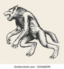 Sketch Illustration Of Werewolf