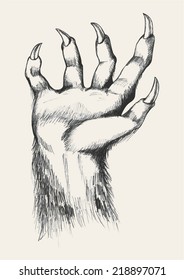 Sketch Illustration Of Werewolf Hand