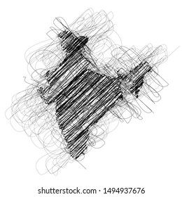 sketch of India map scribble line art of Indian map vector design on white background 