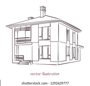 Sketch of individual house. Vector isolated illustration for design on white background