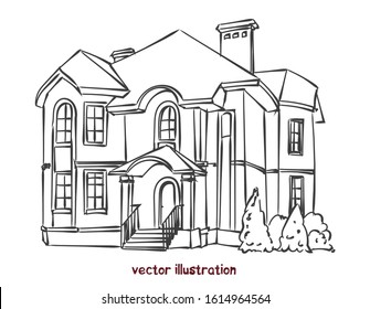 Sketch of individual house. Vector isolated illustration for design on white background